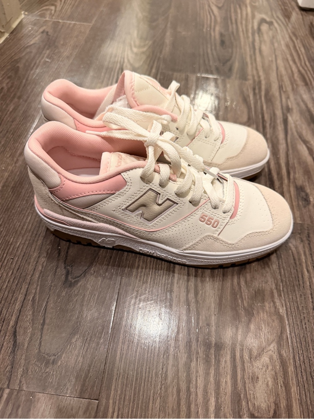 New Balance Women's 550 Sneakers in Cream and Pink